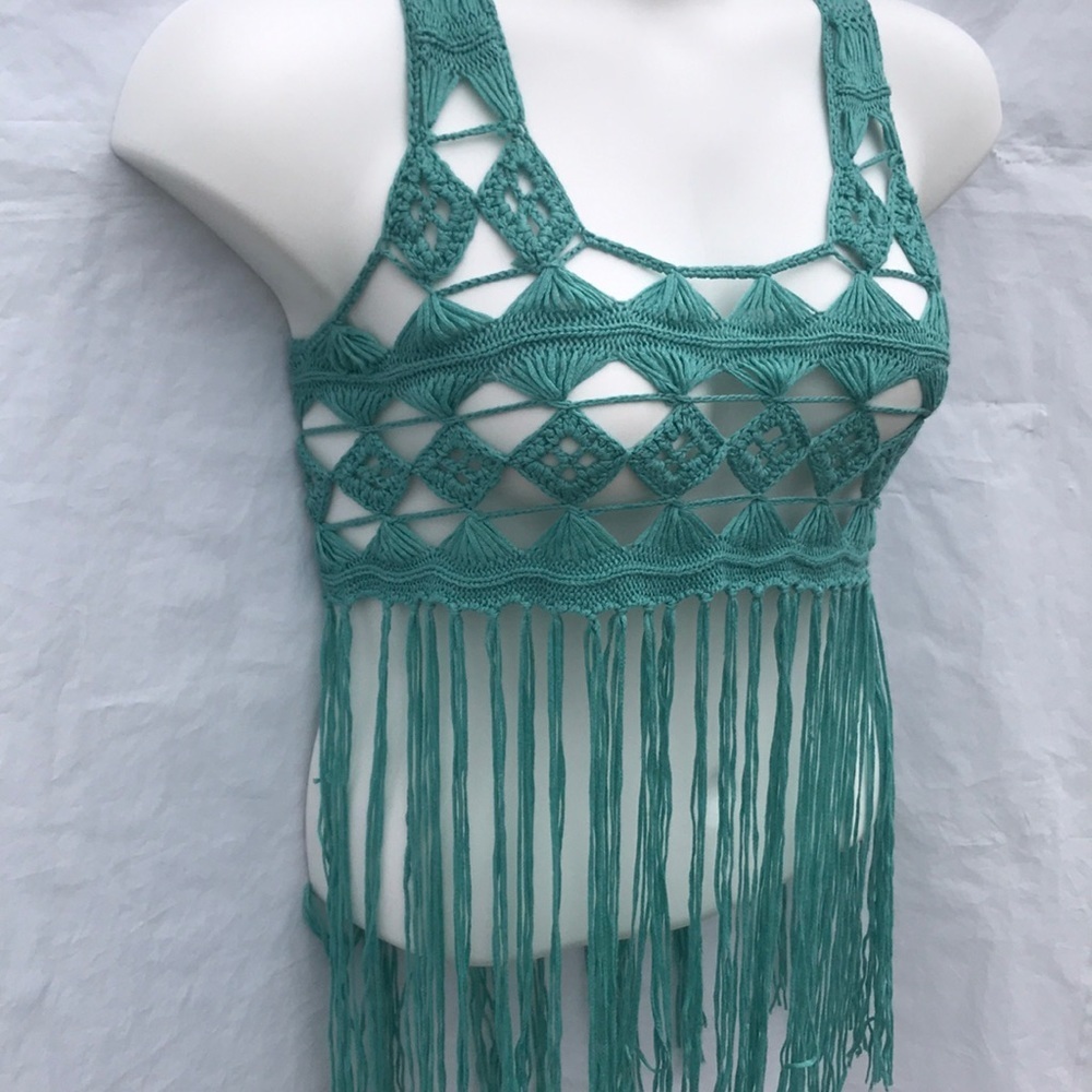 May & June Knitted Crocheted Sleeveless Top Size S